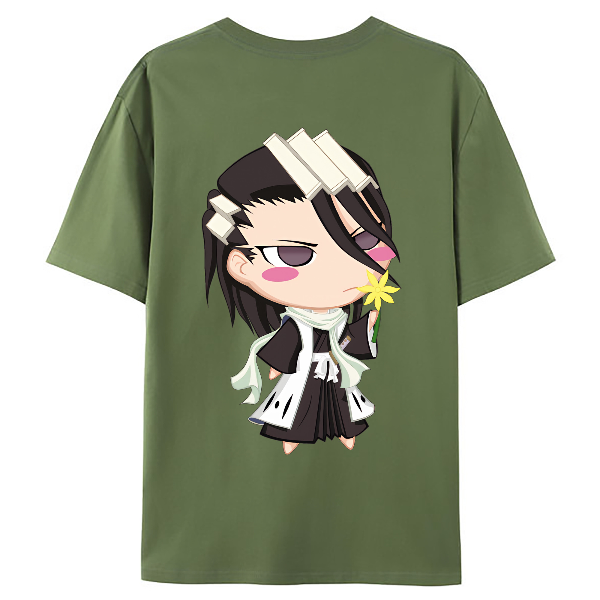 （画像用） ブリーチ くちき びゃくや BLEACH Kuchiki Byakuya 綿100％ メンズ半袖Tシャツ（バックプリント） 通気性